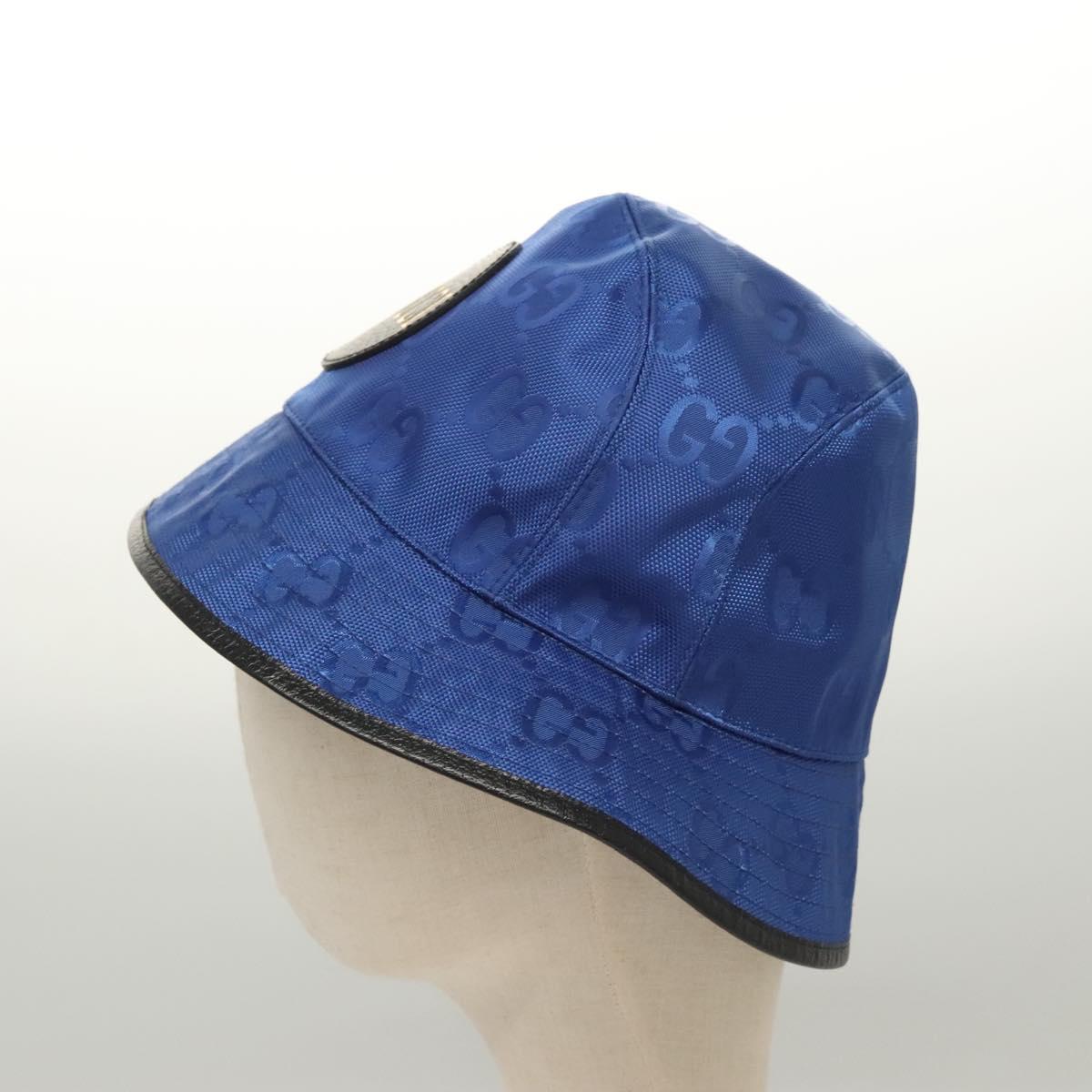 GUCCI GG Canvas Off The Grid Bucket Hat M Blue 627115 Auth am8448