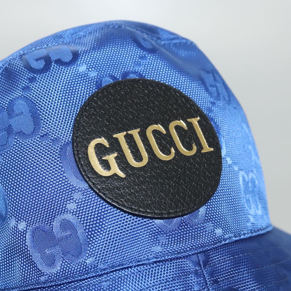 GUCCI GG Canvas Off The Grid Bucket Hat M Blue 627115 Auth am8448