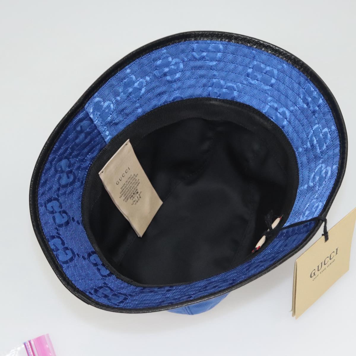 GUCCI GG Canvas Off The Grid Bucket Hat M Blue 627115 Auth am8448