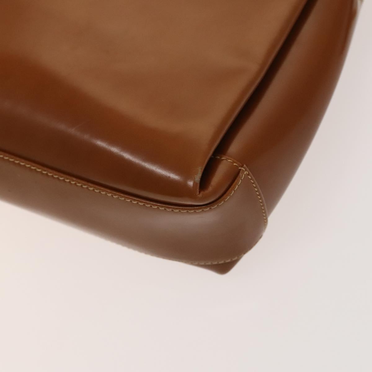GUCCI Bamboo Shoulder Bag Leather Brown Gold Auth am8449