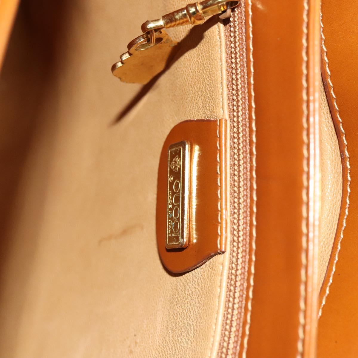 GUCCI Bamboo Shoulder Bag Leather Brown Gold Auth am8449