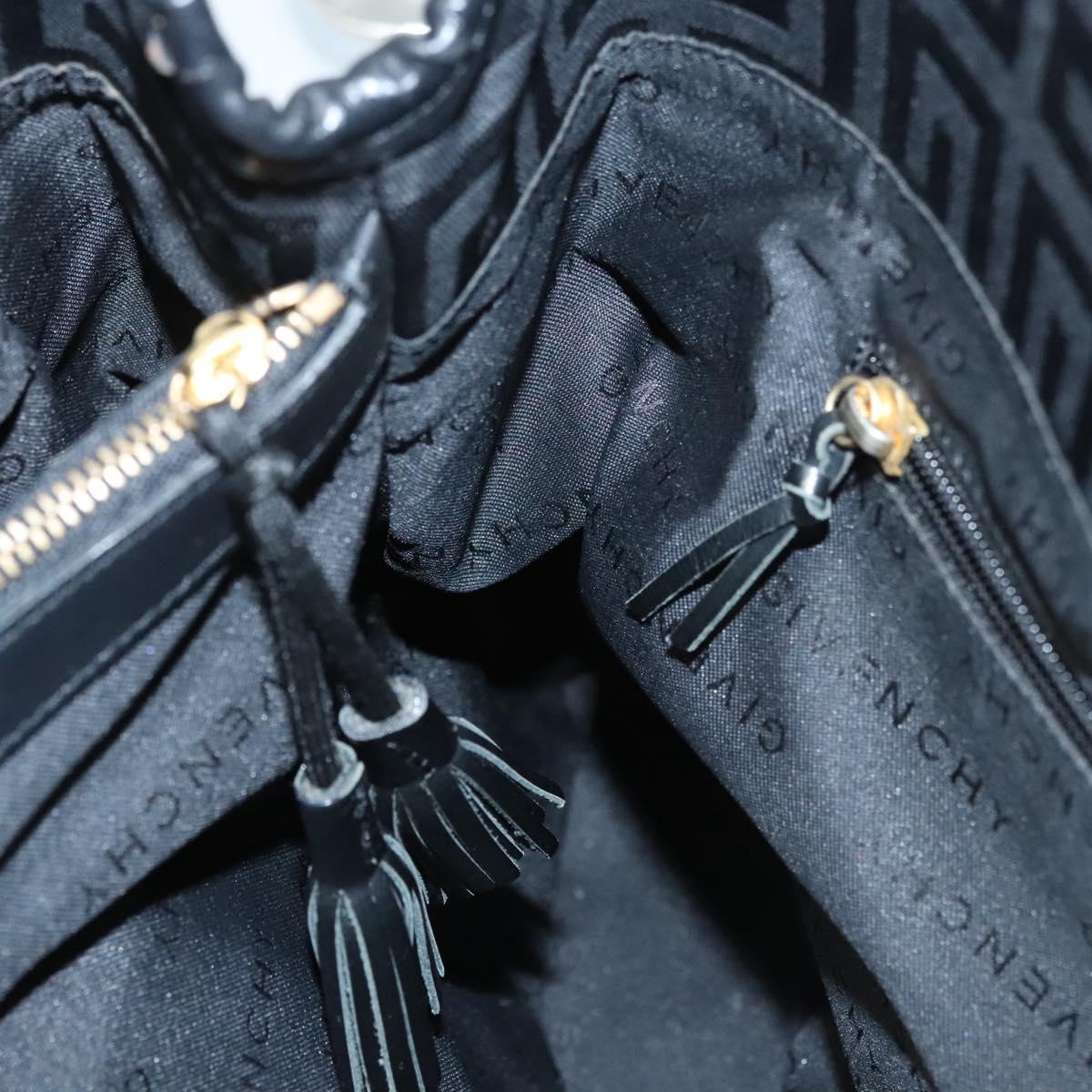 GIVENCHY Tote Bag Canvas Black Gold Auth am8454