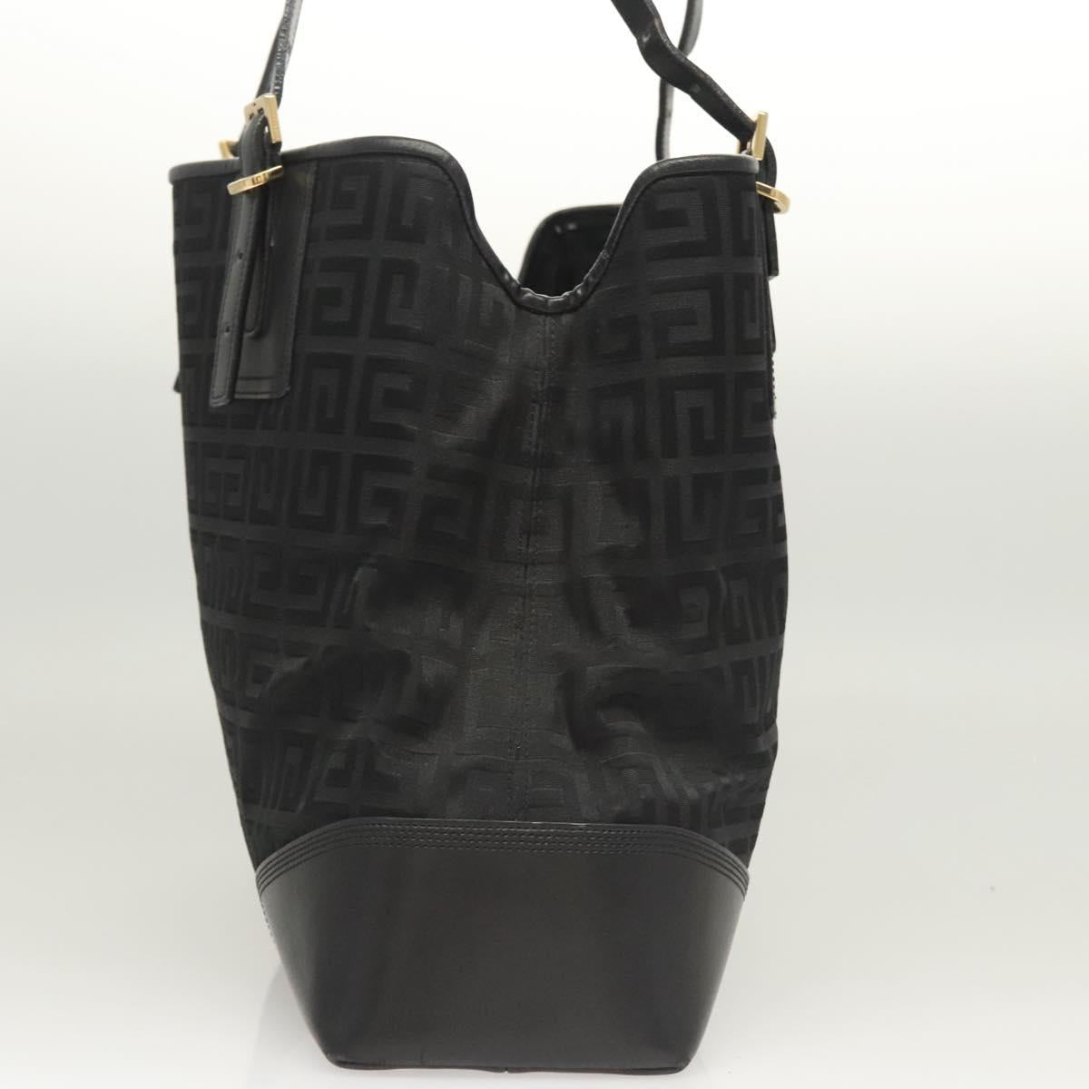 GIVENCHY Tote Bag Canvas Black Gold Auth am8454