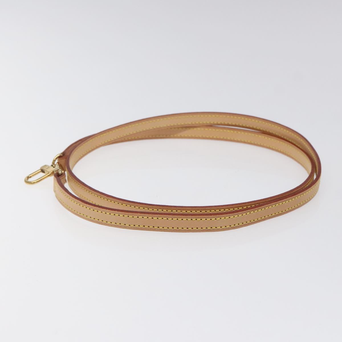 LOUIS VUITTON Shoulder Strap Leather 44.5"" Beige LV Auth am8457