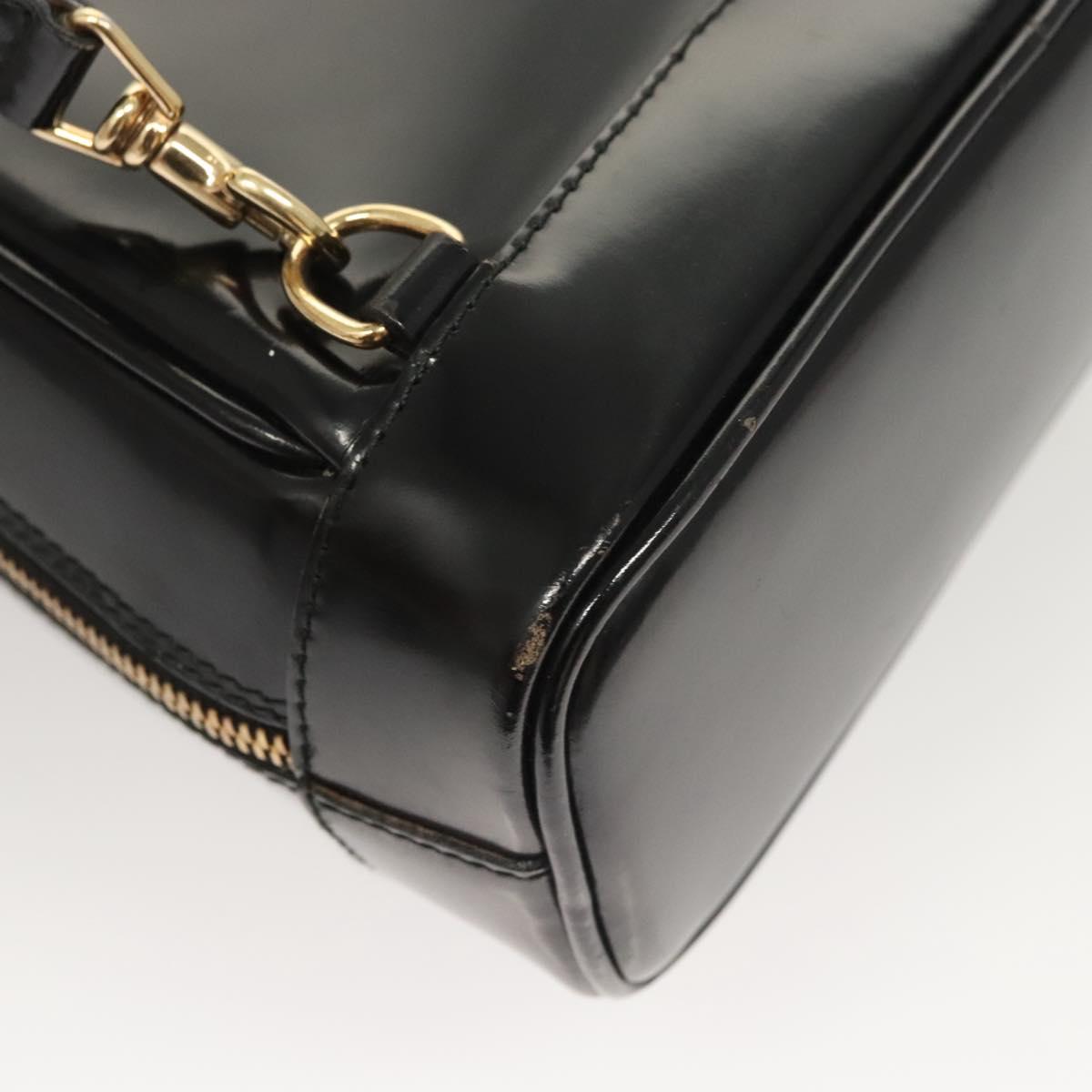 GUCCI Bamboo Shoulder Bag Enamel Black Gold 007 2113 0127 Auth am8459