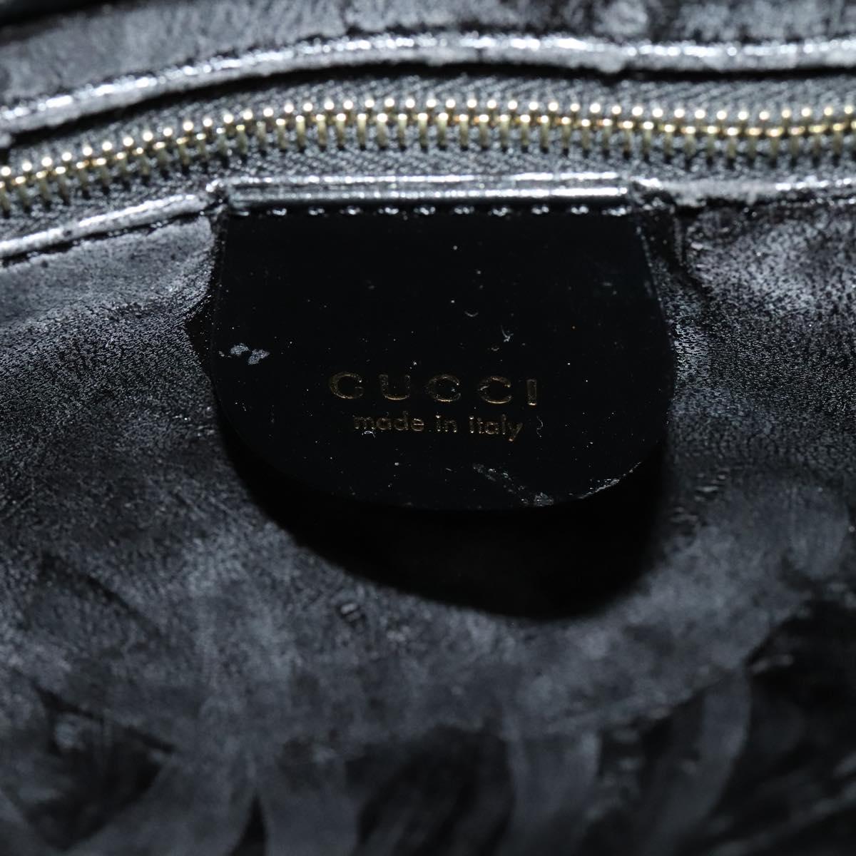 GUCCI Hand Bag Enamel 2way Black Gold 000 1046 0503 Auth am8463