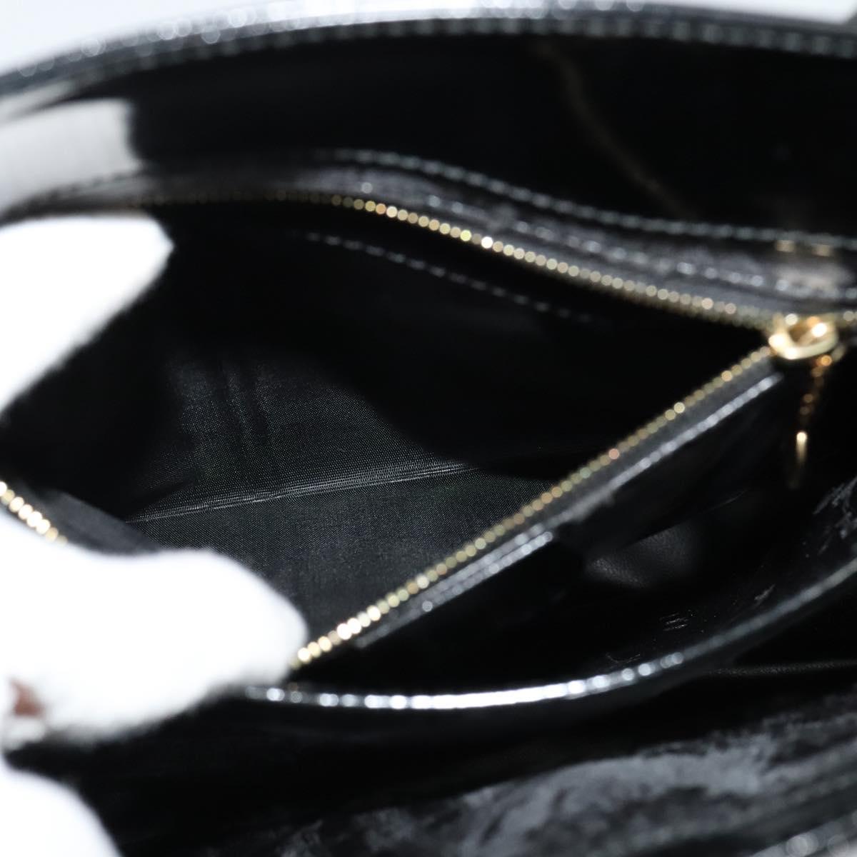 GUCCI Hand Bag Enamel 2way Black Gold 000 1046 0503 Auth am8463