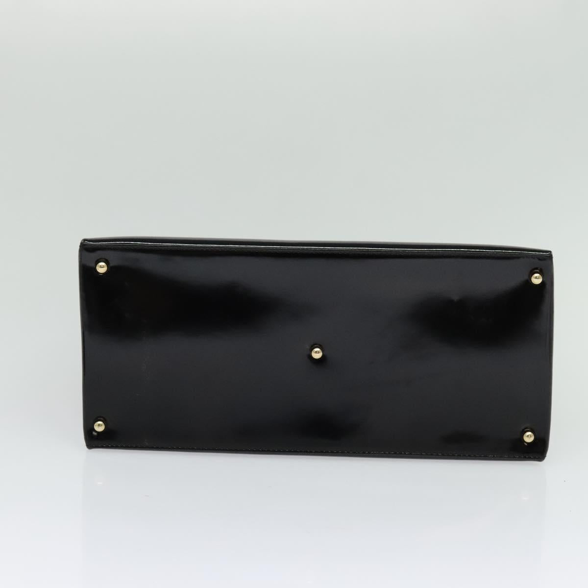 GUCCI Hand Bag Enamel 2way Black Gold 000 1046 0503 Auth am8463