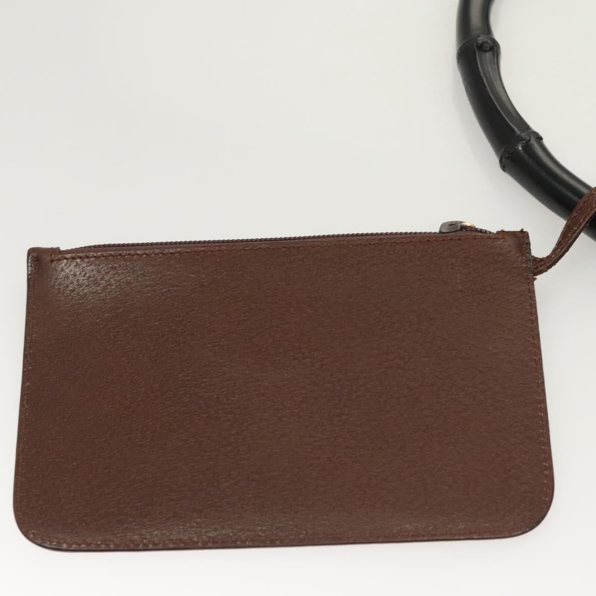 GUCCI Bamboo Shoulder Bag Leather Brown Gold 001 1880 Auth am8464