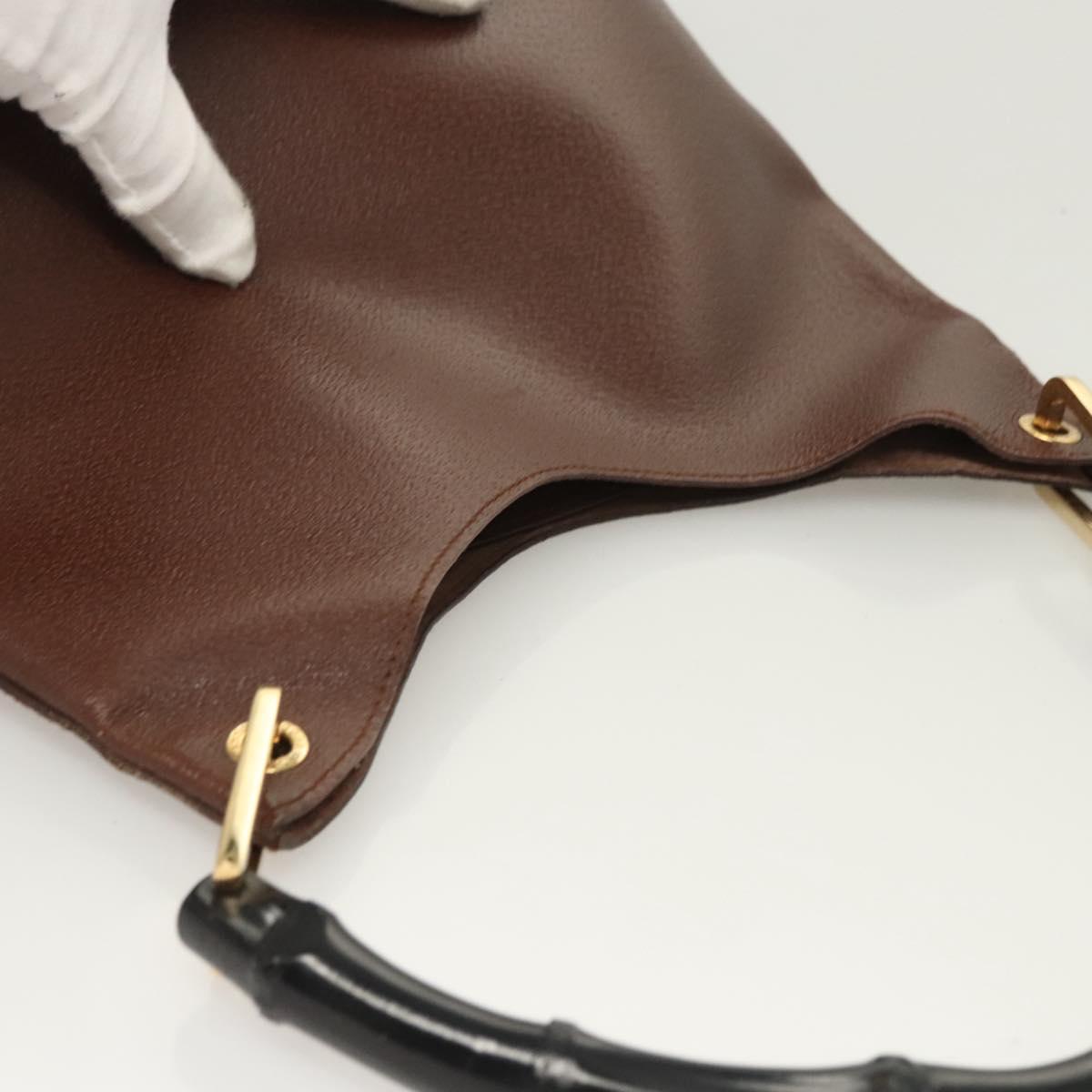 GUCCI Bamboo Shoulder Bag Leather Brown Gold 001 1880 Auth am8464