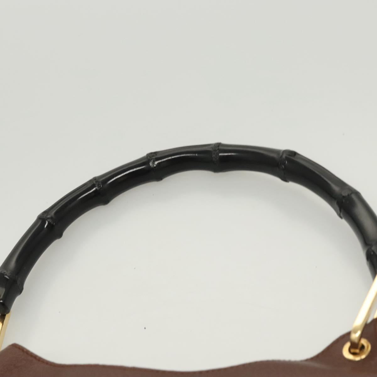 GUCCI Bamboo Shoulder Bag Leather Brown Gold 001 1880 Auth am8464