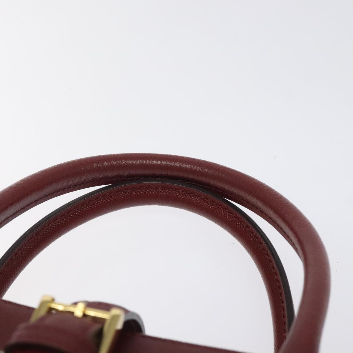 BURBERRY Nova Check Hand Bag Canvas Beige Wine Red gold Auth am8471