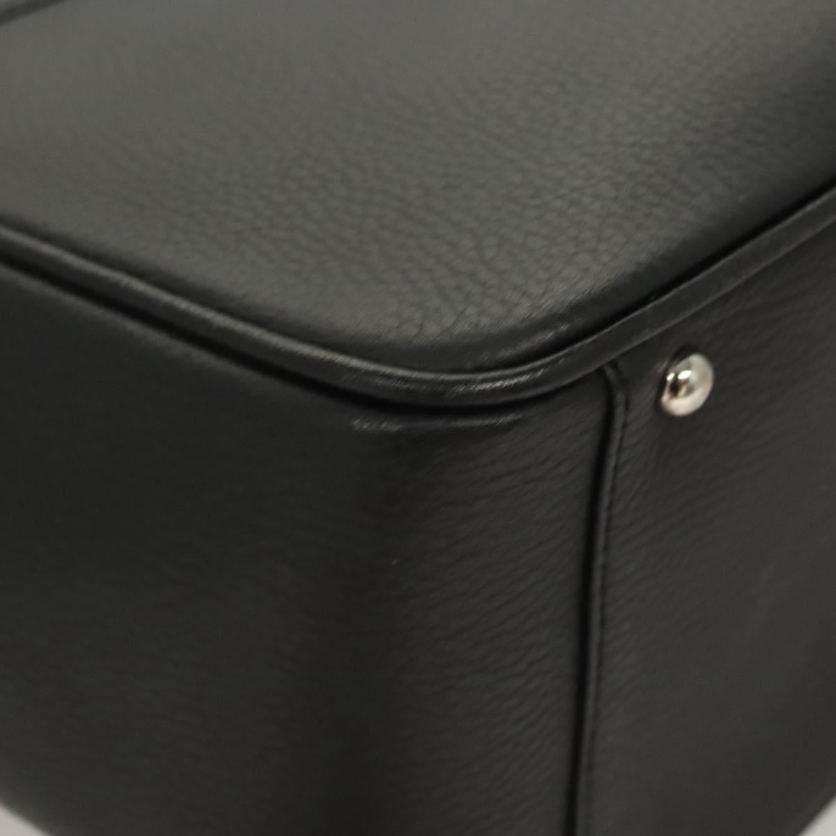 BURBERRY Hand Bag Leather Black Silver Auth am8474