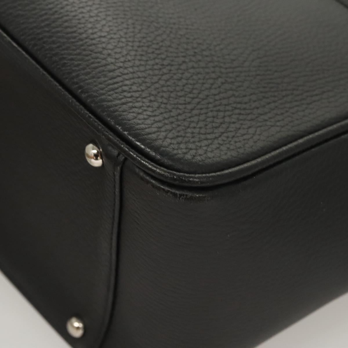 BURBERRY Hand Bag Leather Black Silver Auth am8474