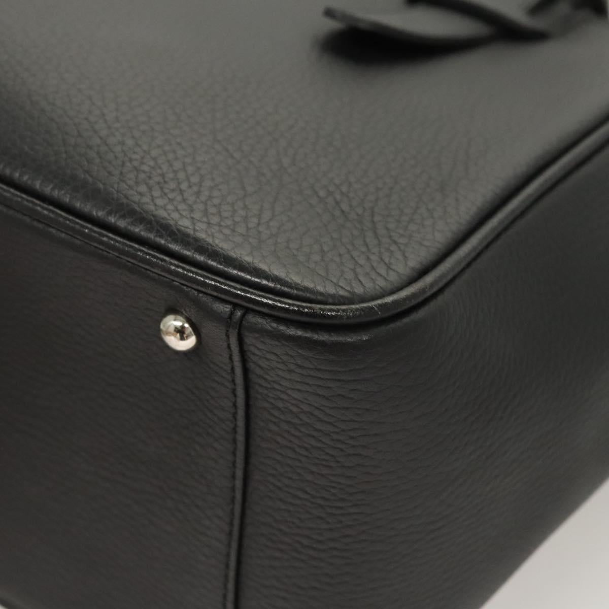 BURBERRY Hand Bag Leather Black Silver Auth am8474
