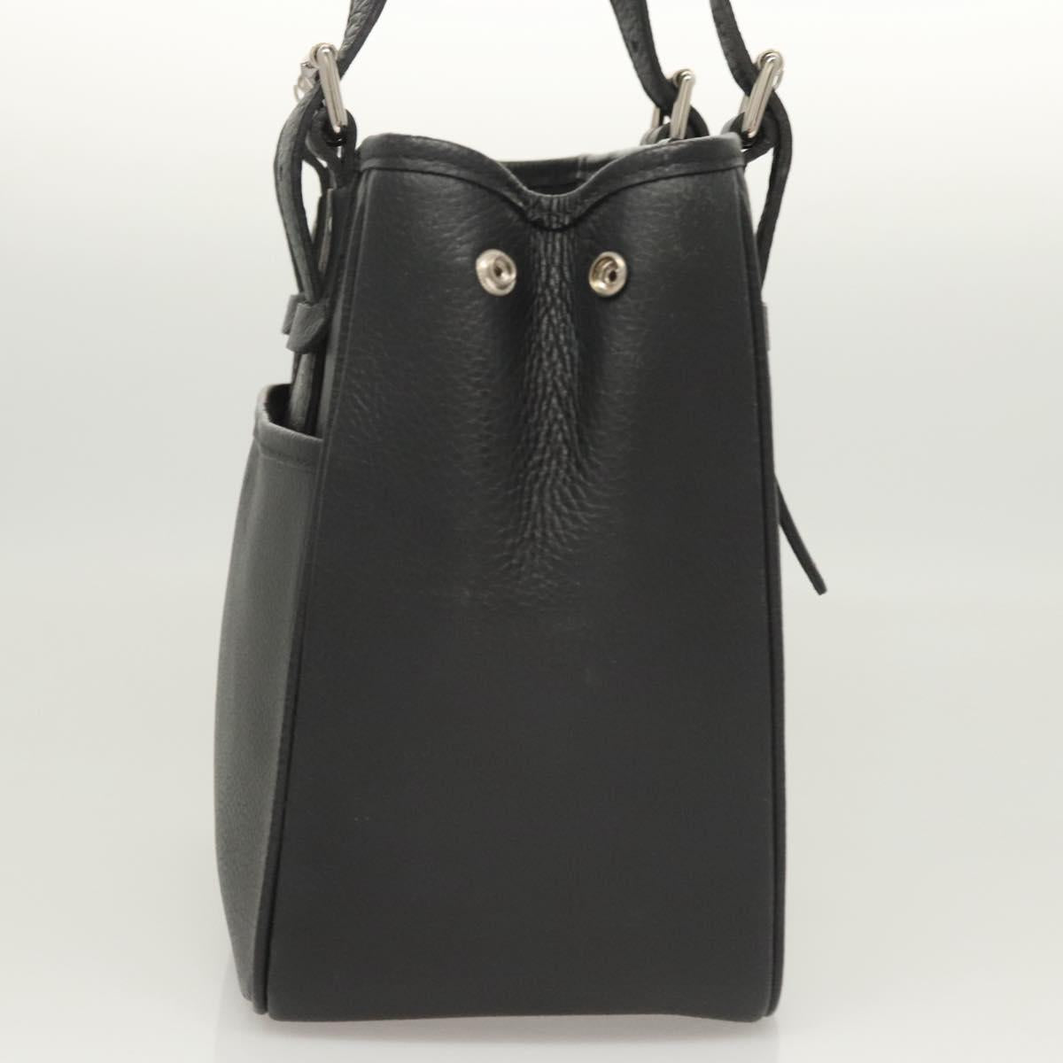 BURBERRY Hand Bag Leather Black Silver Auth am8474