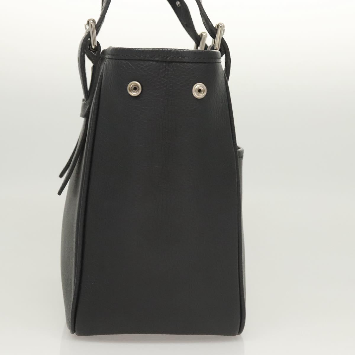 BURBERRY Hand Bag Leather Black Silver Auth am8474