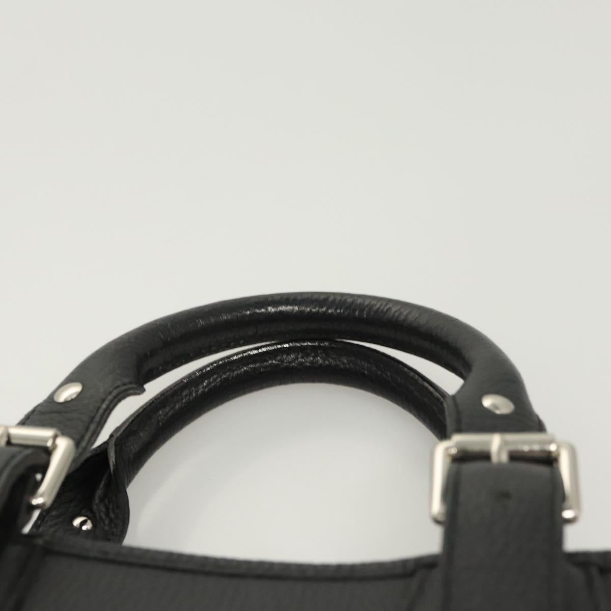 BURBERRY Hand Bag Leather Black Silver Auth am8474
