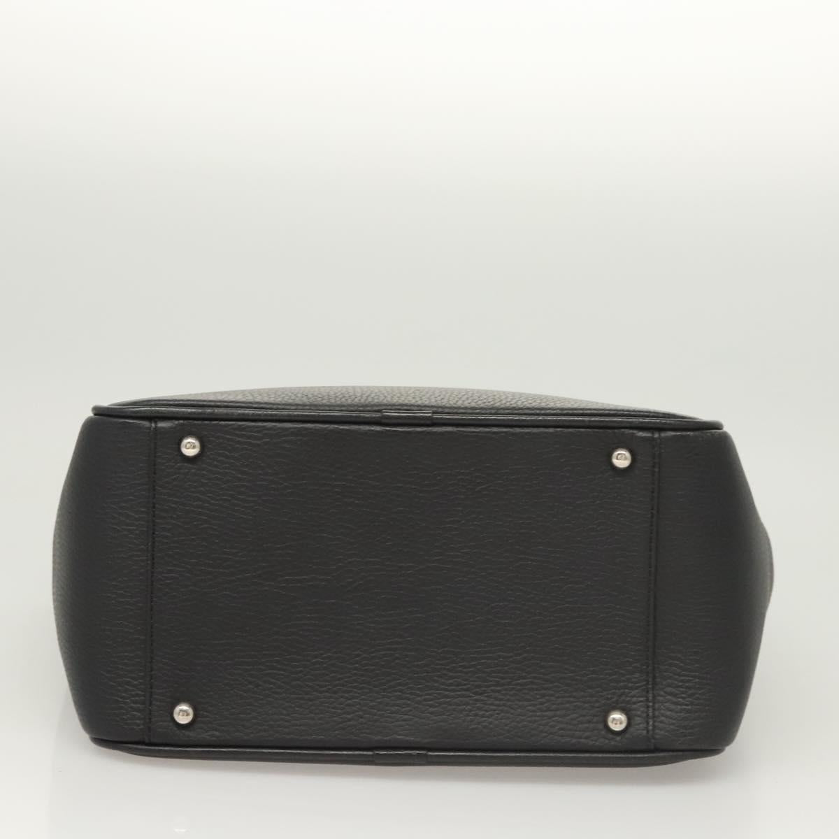 BURBERRY Hand Bag Leather Black Silver Auth am8474