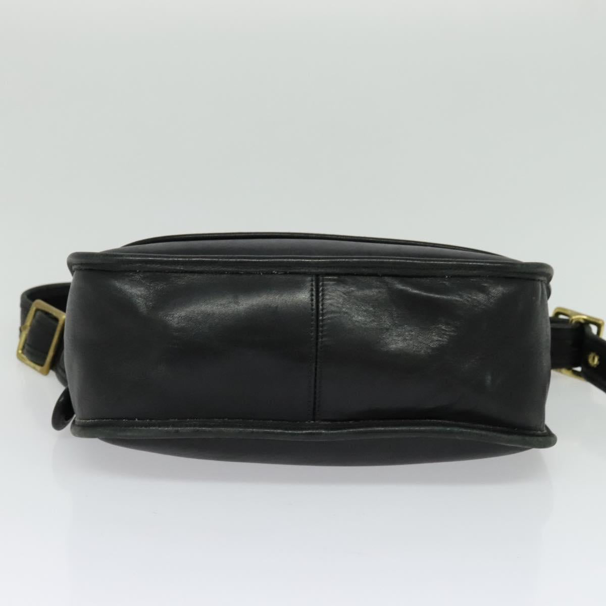 Coach Shoulder Bag Leather Black Gold Auth am8476