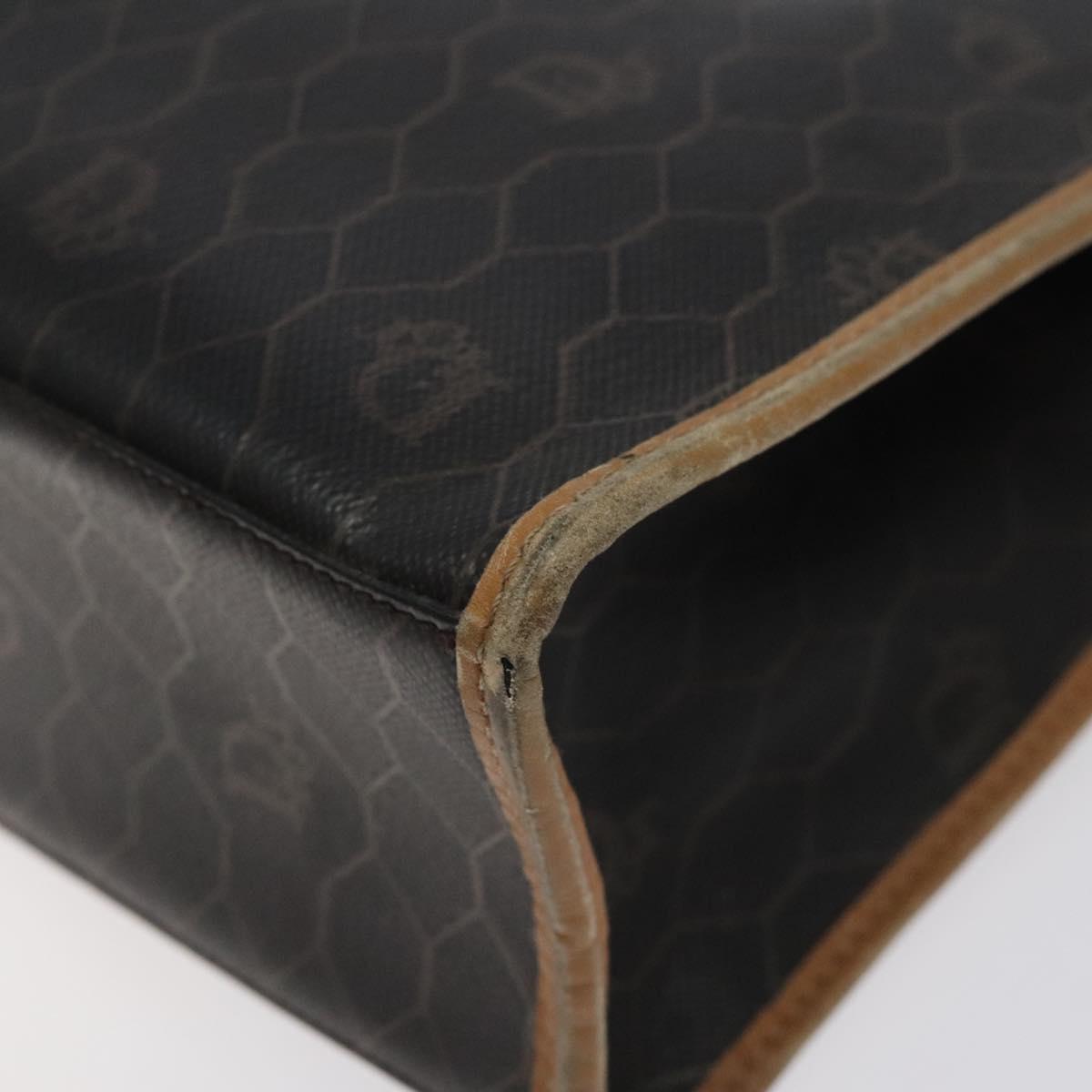 Christian Dior Honeycomb Canvas Hand Bag PVC Black Auth am8488