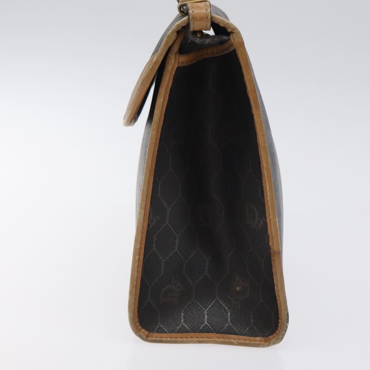 Christian Dior Honeycomb Canvas Hand Bag PVC Black Auth am8488