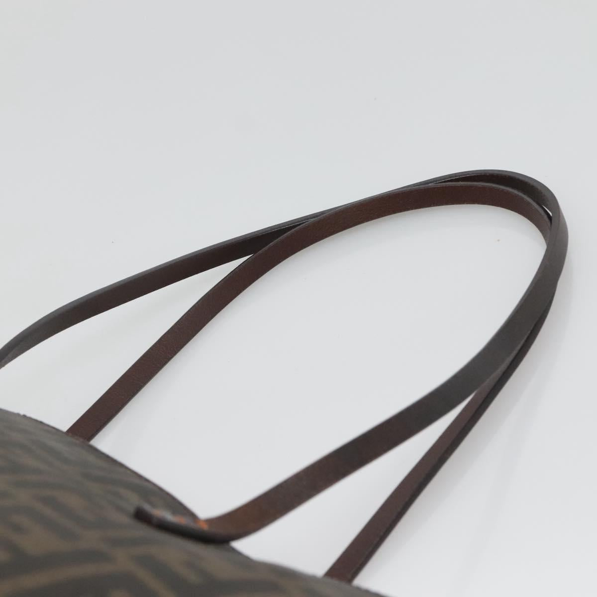 FENDI Zucca Canvas Tote Bag Brown Black Auth am8490