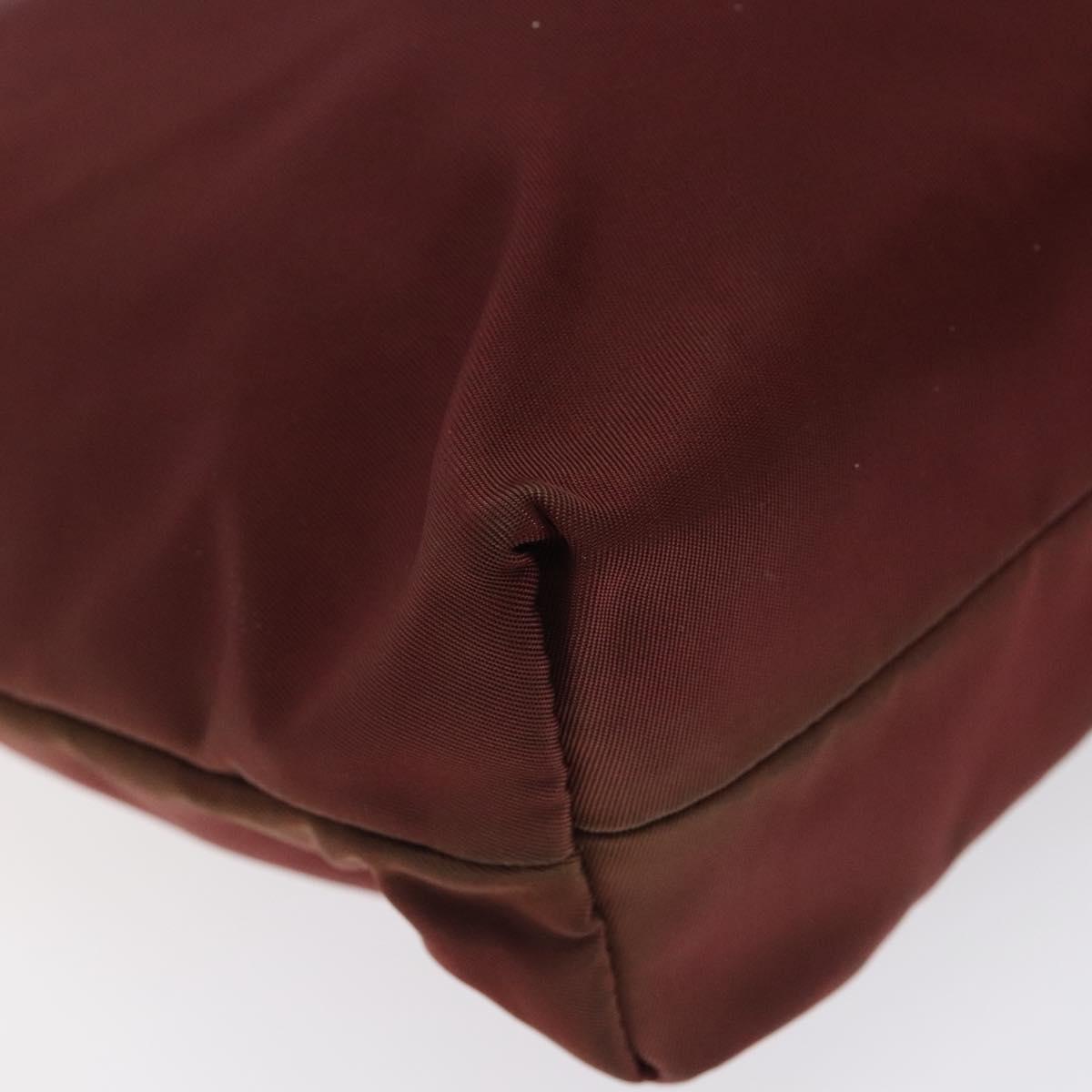 PRADA Hand Bag Nylon Red Auth am8492