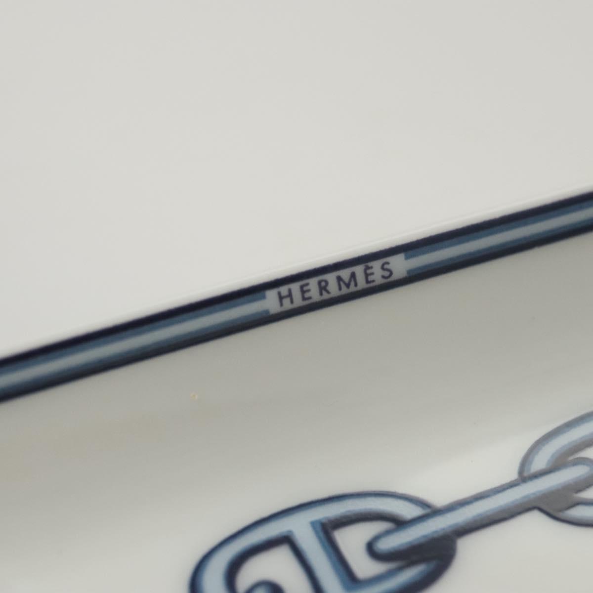 HERMES Chaine d'Ancre Square Plate Pottery White Auth am8505