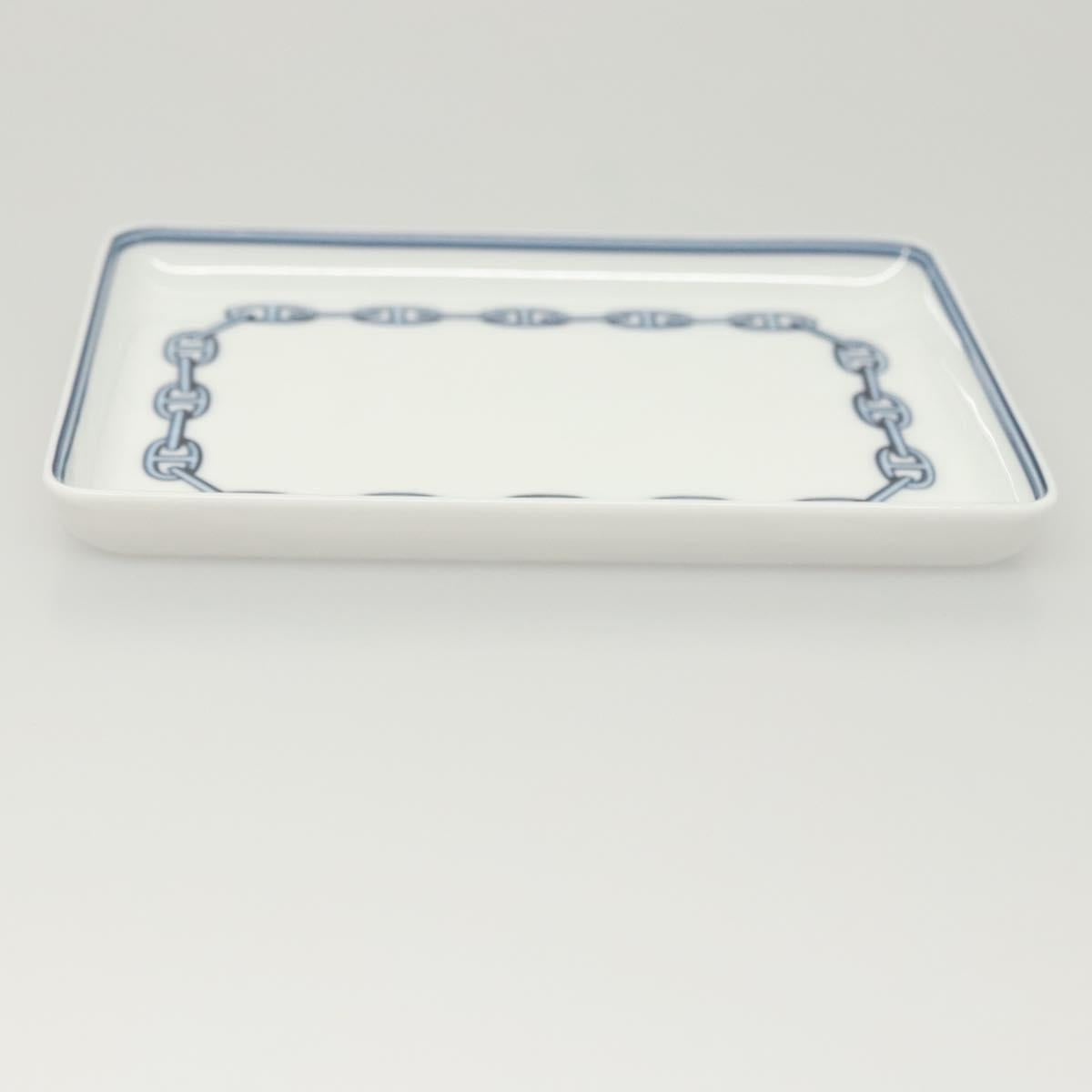HERMES Chaine d'Ancre Square Plate Pottery White Auth am8506