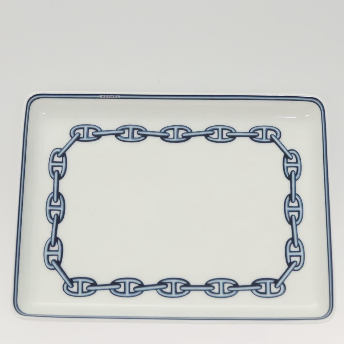 HERMES Chaine d'Ancre Square Plate Pottery White Auth am8506