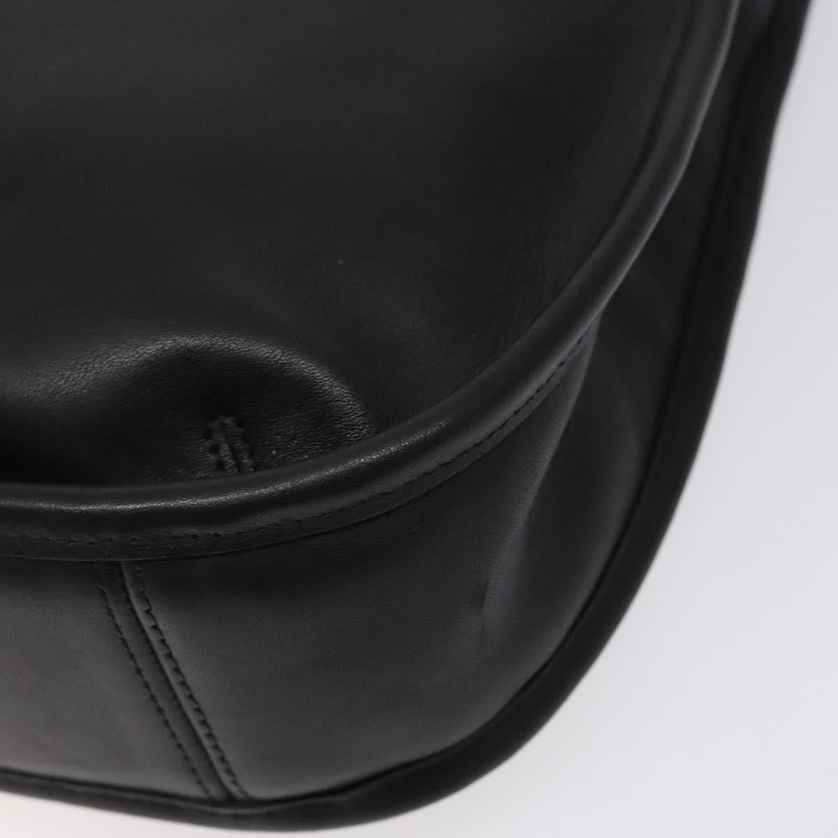 Coach Shoulder Bag Leather Black Silver Auth am8529