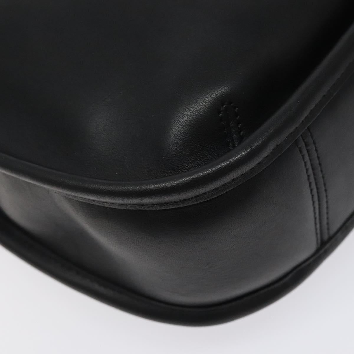 Coach Shoulder Bag Leather Black Silver Auth am8529
