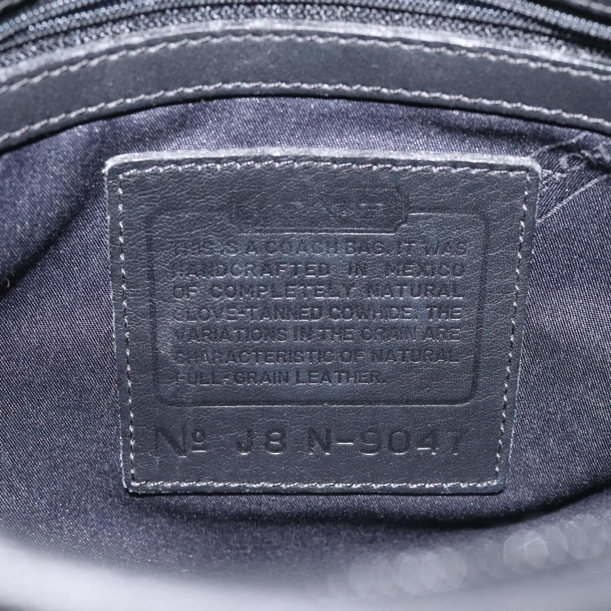 Coach Shoulder Bag Leather Black Silver Auth am8529