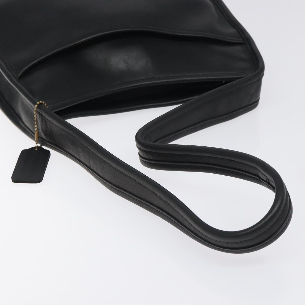 Coach Shoulder Bag Leather Black Silver Auth am8529