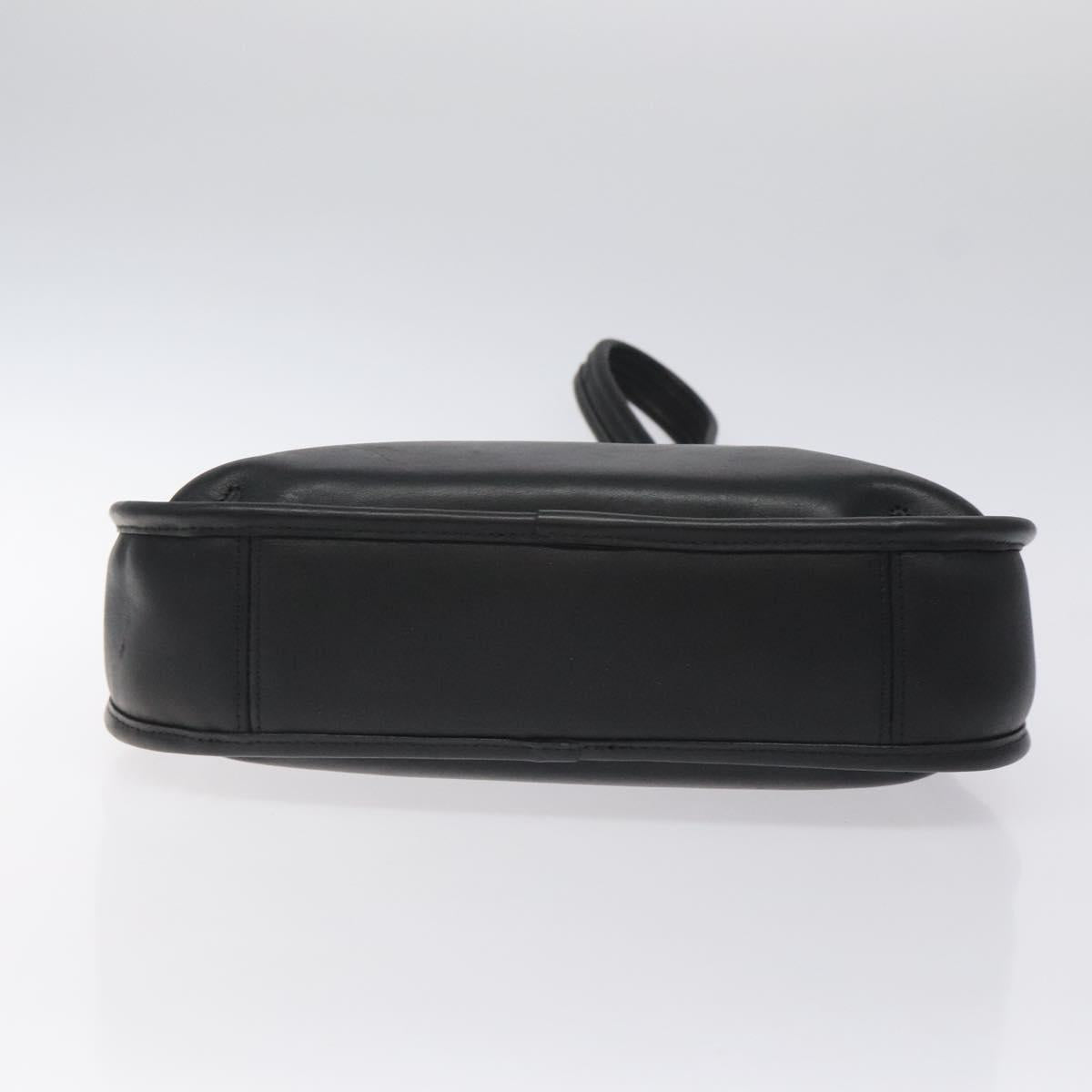 Coach Shoulder Bag Leather Black Silver Auth am8529