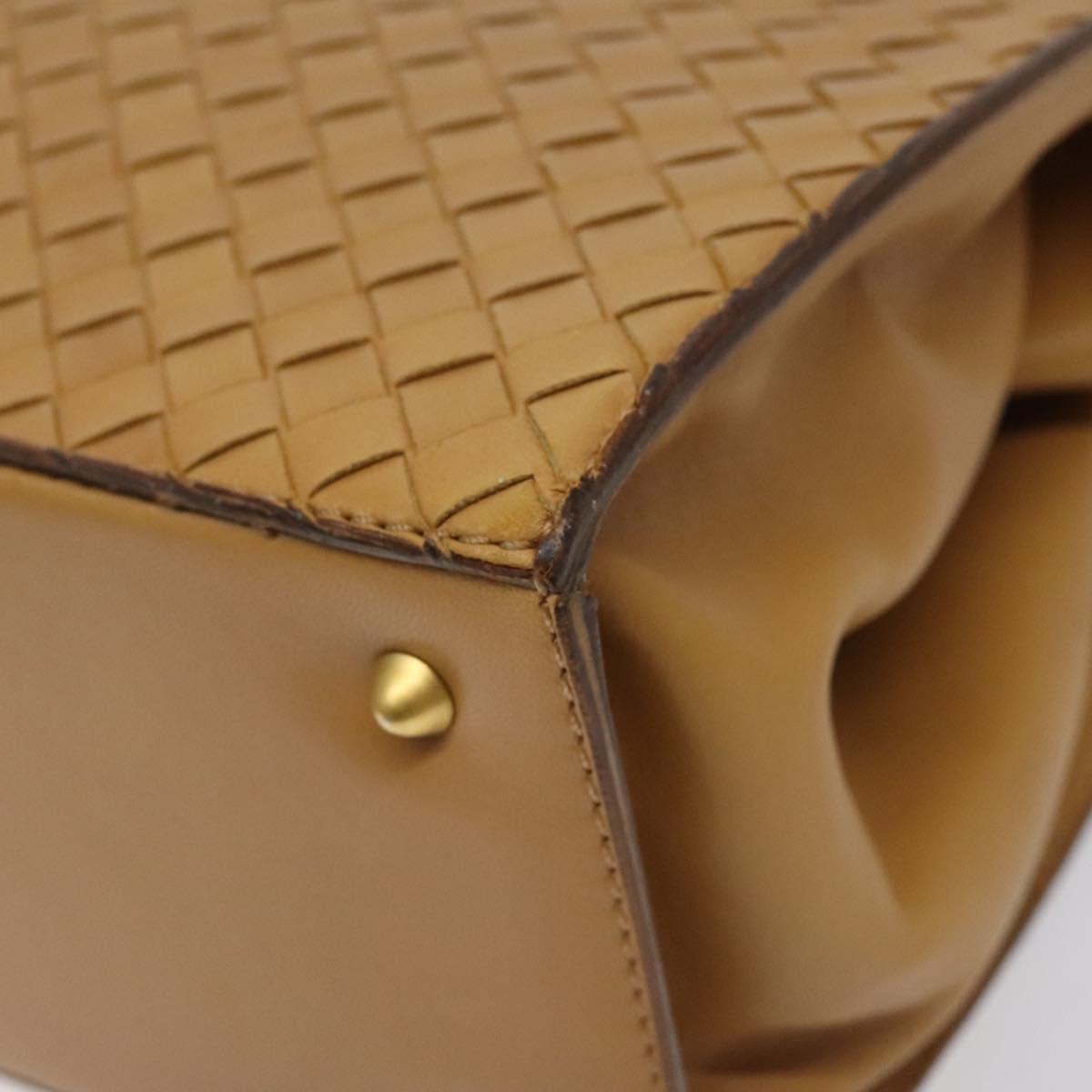 BOTTEGA VENETA INTRECCIATO Hand Bag Leather Beige Auth am8534
