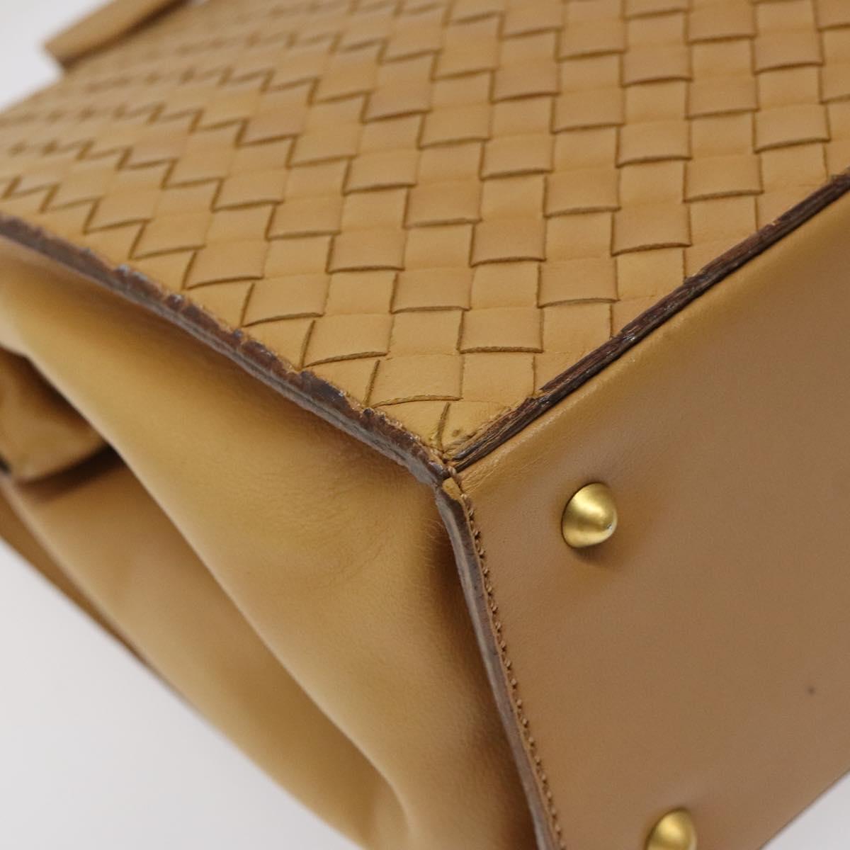 BOTTEGA VENETA INTRECCIATO Hand Bag Leather Beige Auth am8534