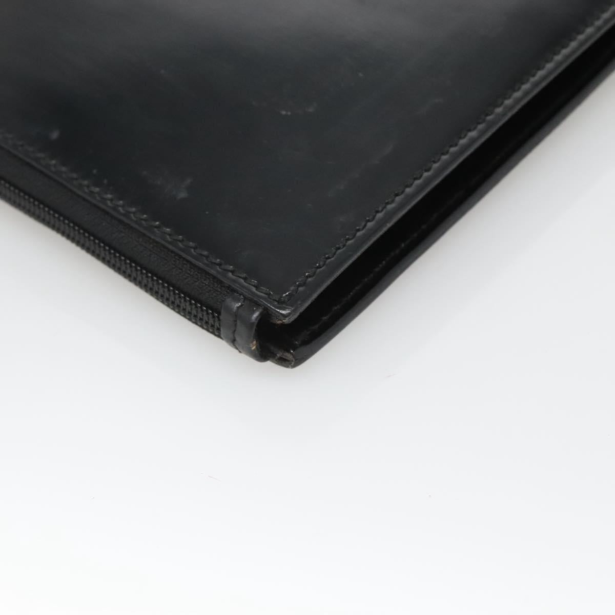 GUCCI Document case Patent leather Black Auth am8564