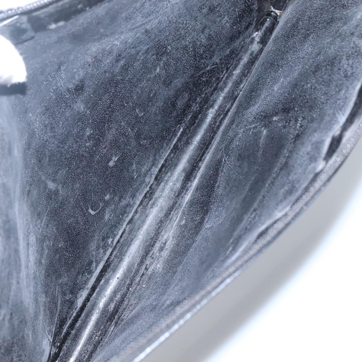 GUCCI Document case Patent leather Black Auth am8564