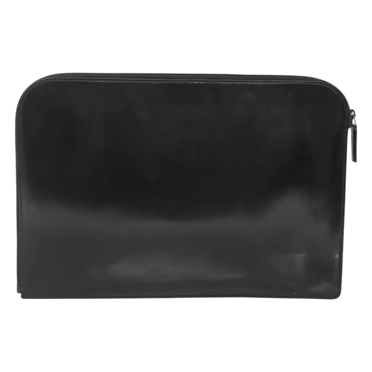GUCCI Document case Patent leather Black Auth am8564