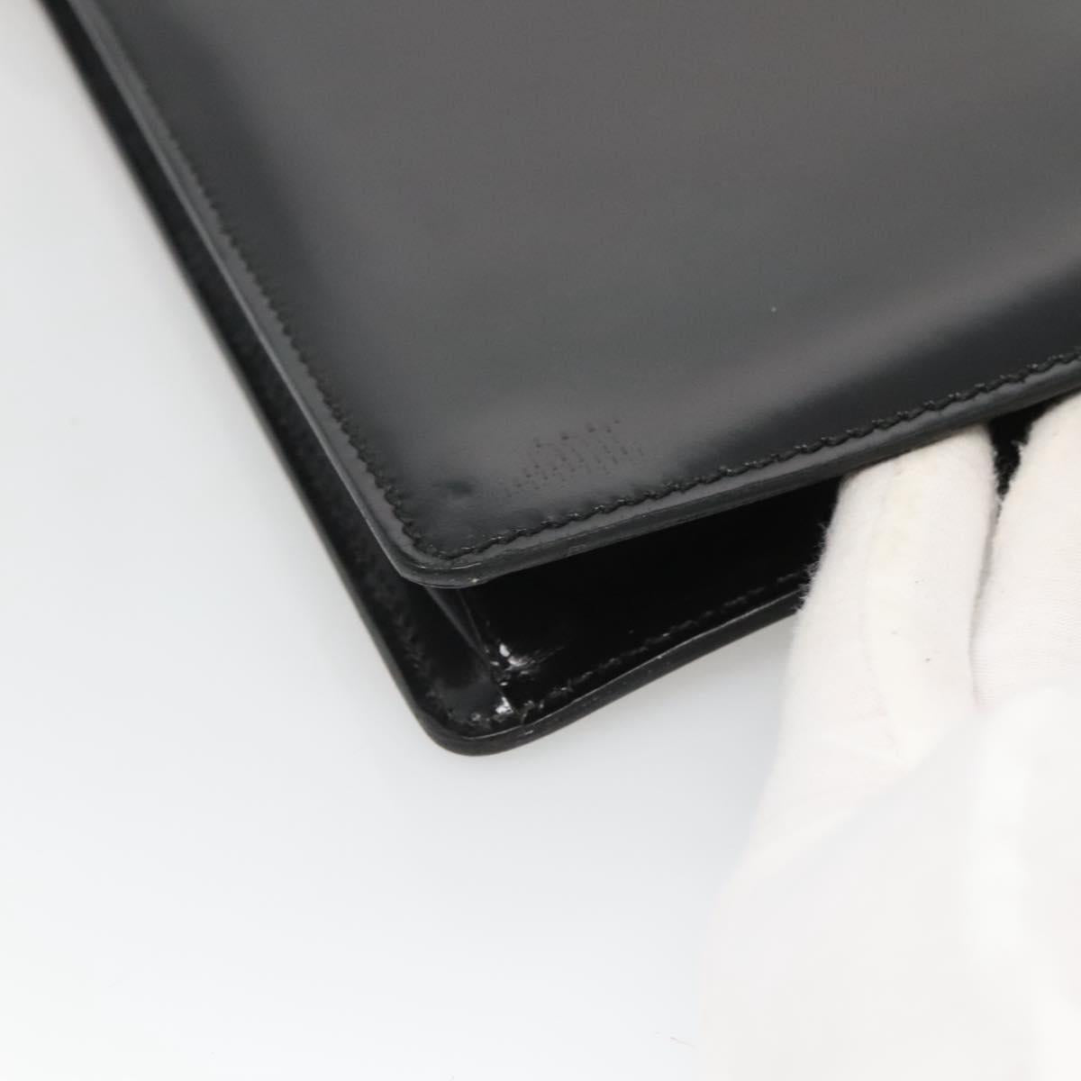 GUCCI Document case Patent leather Black Auth am8564