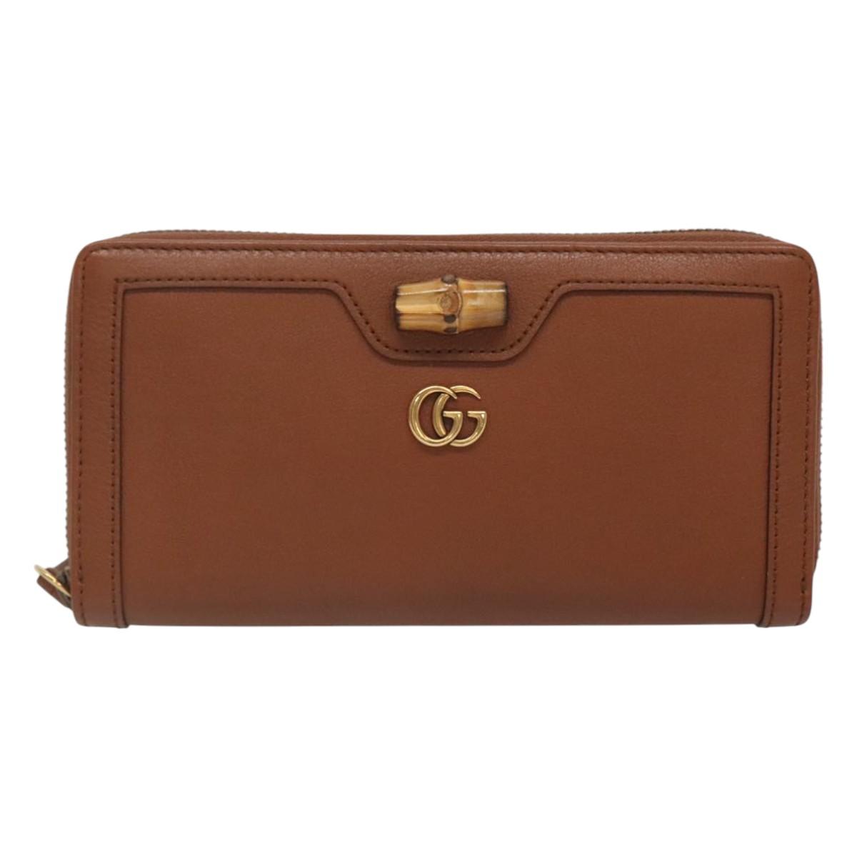 GUCCI Diana Continental Wallet Long Wallet Leather Brown Gold 658634 Auth am8592
