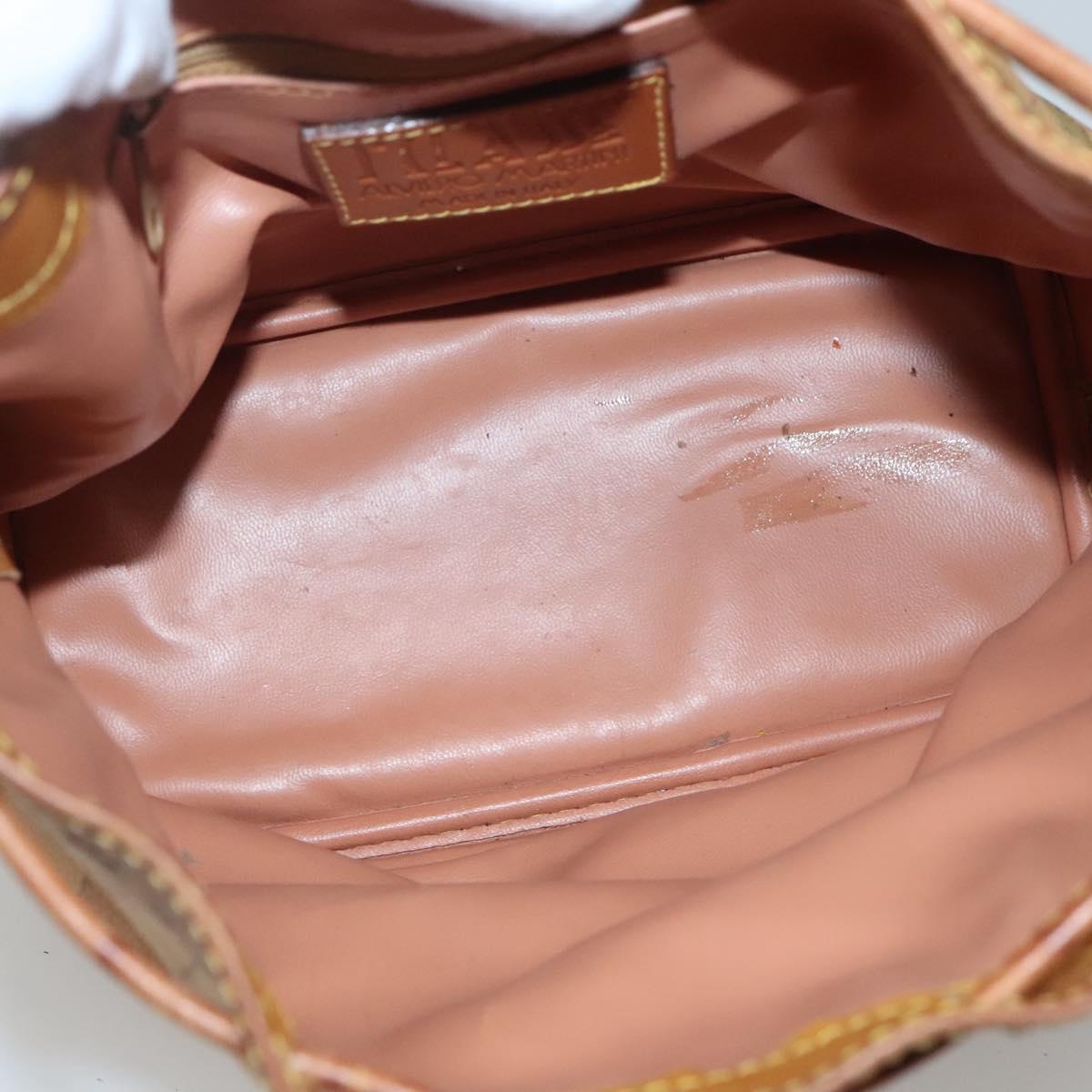 PRIMA CLASSE Shoulder Bag Leather PVC Beige Gold Auth am8596
