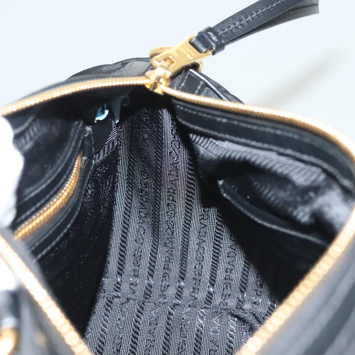 PRADA Hand Bag Nylon 2way Black Gold 1BB797 Auth am8598