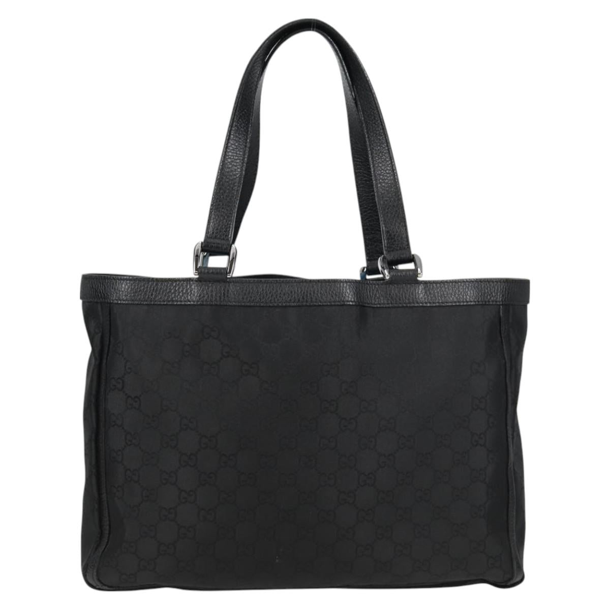 GUCCI GG Canvas Abbey Tote Bag Outlet Black Silver 268639 Auth am8602V