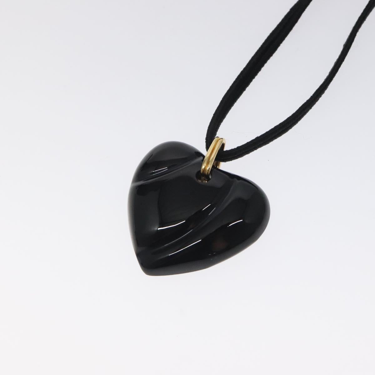 Baccarat Heart Necklace Crystal glass Black Auth am8639