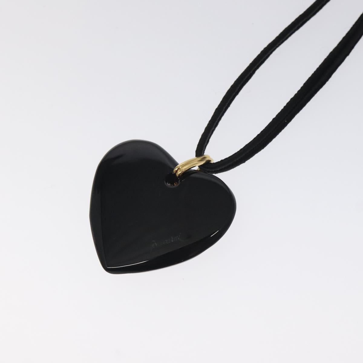 Baccarat Heart Necklace Crystal glass Black Auth am8639