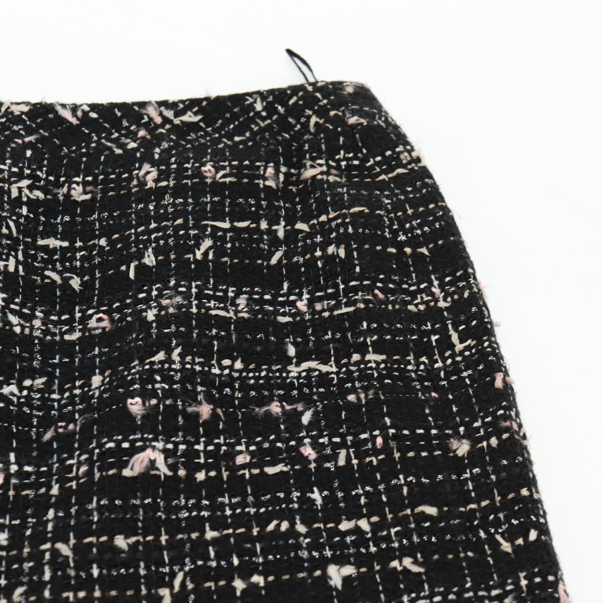 CHANEL Skirt Tweed Black CC Auth am8645V