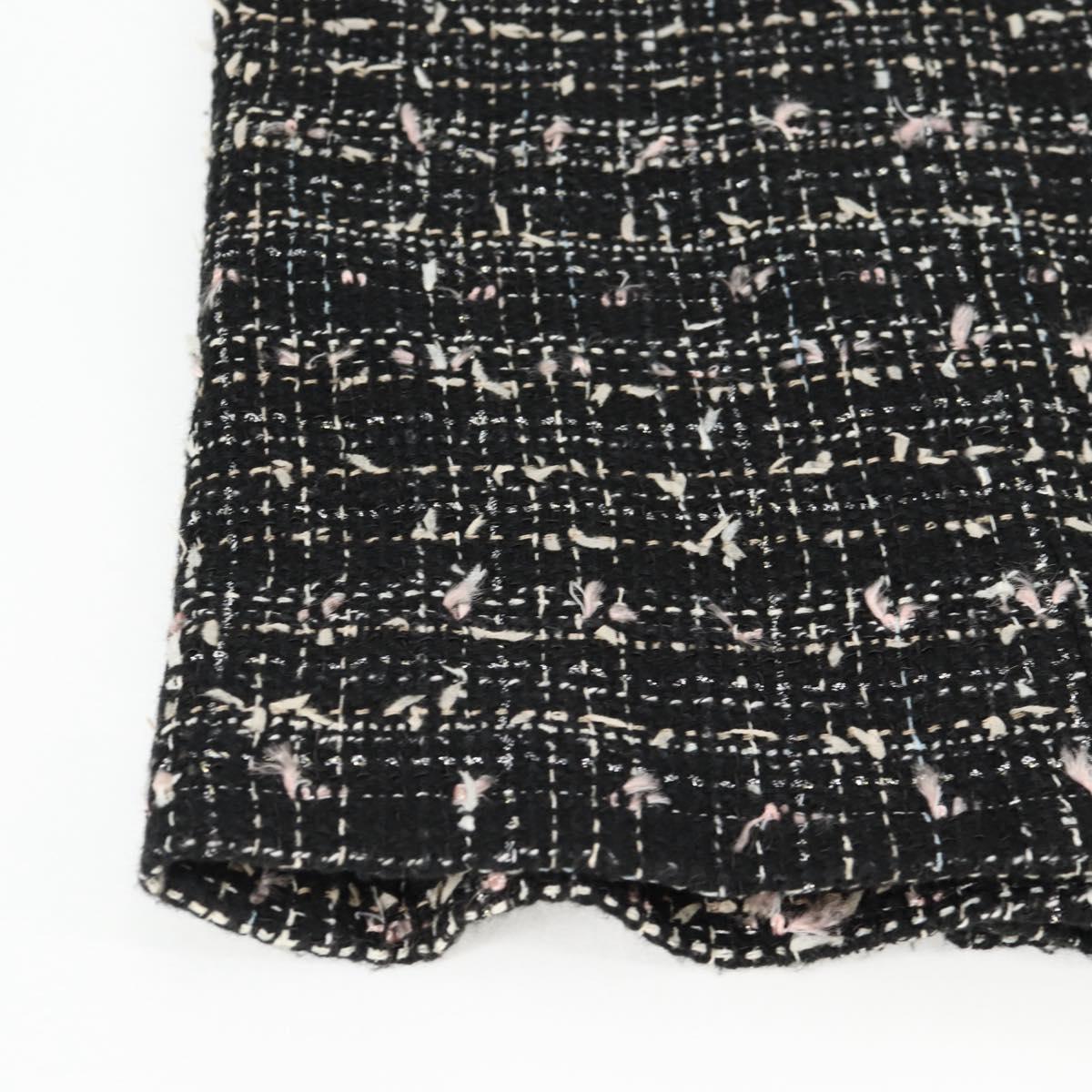 CHANEL Skirt Tweed Black CC Auth am8645V